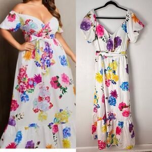 NWT Giffniseti Floral Tiered Maxi Dress‎ 4X Multicolor Special Occasion Feminine